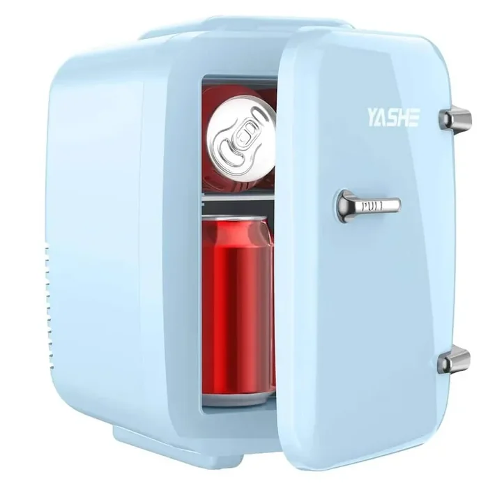 (0.3 cu. ft. ) Mini Refrigerator, 4 Liter/ 6 Cans Compact Refrigerator for Bedroom, Drink Office Dorm Car, Blue