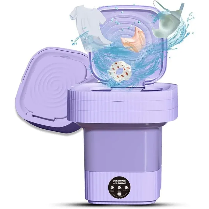 0.35 cu. ft. Portable Mini Washer, 3 Modes Deep Cleaning, Foldable Washing Machine for Apartments, Accessories, Purple