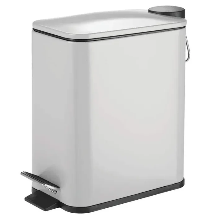 1.3 Gal. Rectangular Small Steel Step Trash Can Wastebasket in Matte Gray