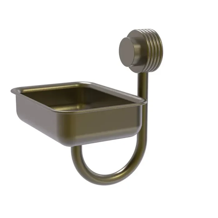 (1-Pack) Venus Collection Wall Mounted Soap Dish in Antique Brass with Groovy Accents