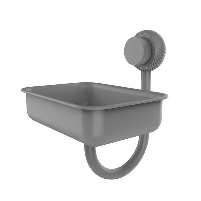 (1 Pack) Venus Collection Wall Mounted Soap Dish in Matte Gray with Twisted Accents