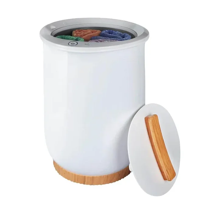 1-Pc Electric Plug-in Bucket Towel Warmers for Bathroom, Fits Up to 2 Oversized Towels, Bathrobes, Blankets in White