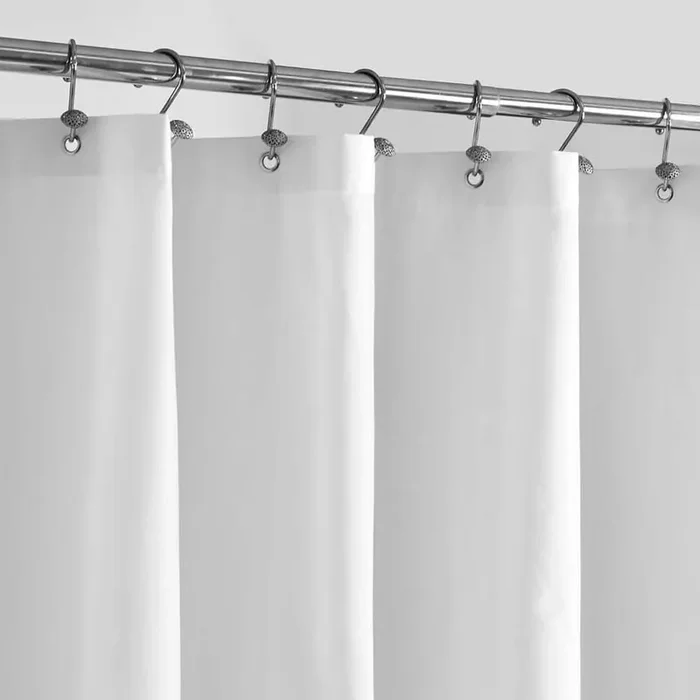 108 in. W x 72 in. L Waterproof Fabric Shower Curtain in White