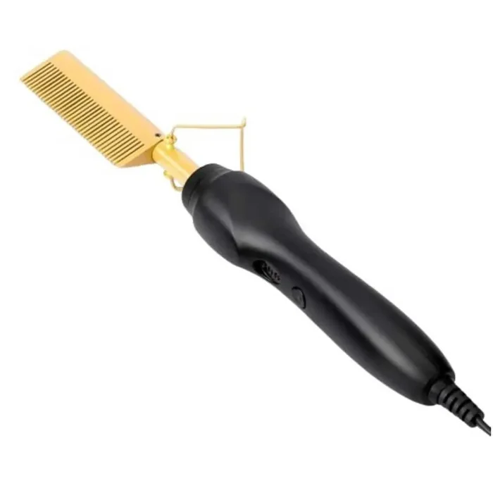 12.71 in. x 2.76 in. x 2.05 in. Personal Care Hair Straightener in Black Finish Comb Electric Beard Heat Hot Comb Press