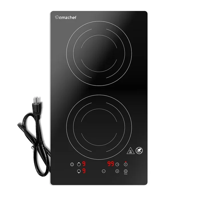 12 in. 2 Elements Ceramic Dual Induction Cooktop in Black with 9 Heating Levels (1800-Watt/240-Volt)
