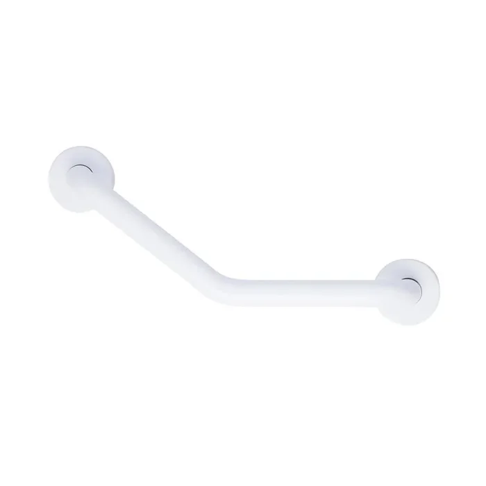 12 in. Boomerang Shaped Grab Bar in Powder White