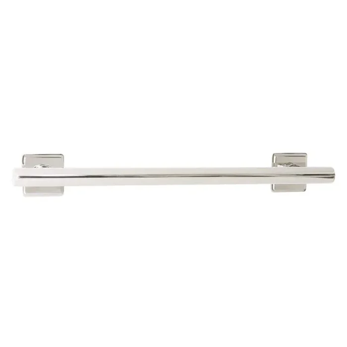12 in. Coronado Designer Straight Bathroom Shower Grab Bar with Decorative Square Flanges in Satin