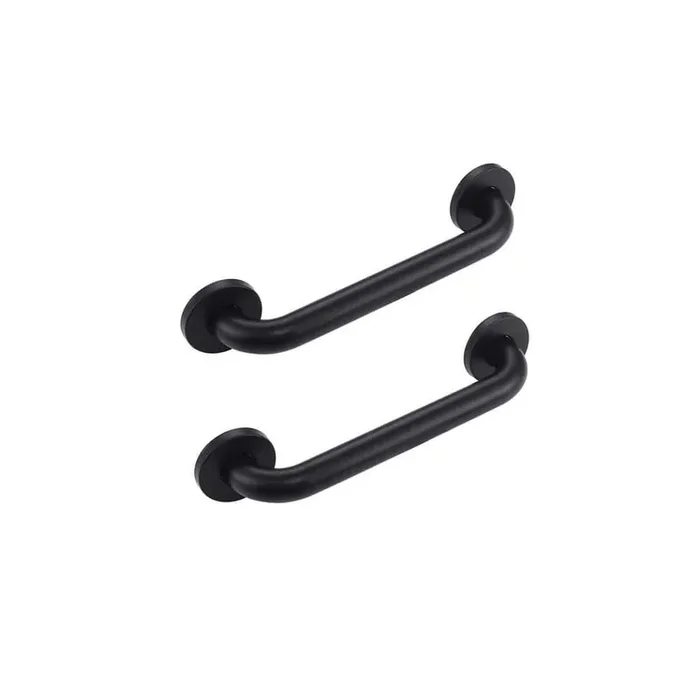 12 in. L Textured Shower Grab Bars for Seniors Handicap Safety Handles with Concealed Screws for Elderly in Black 2-Pack