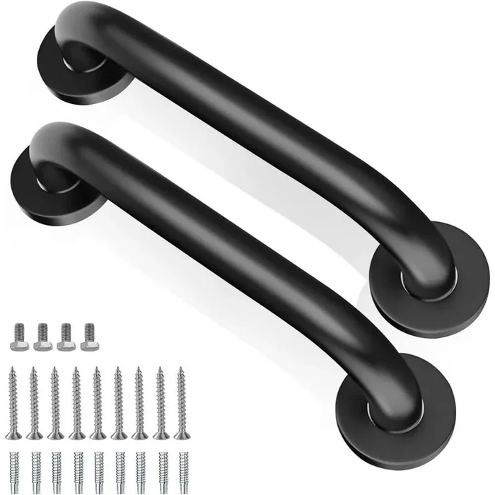 12 in. x 1.25 in. Concealed Screw Heavy Duty Non-Slip Bathroom Safety Handle Shower Grab Bars Matte Black 2 Pack