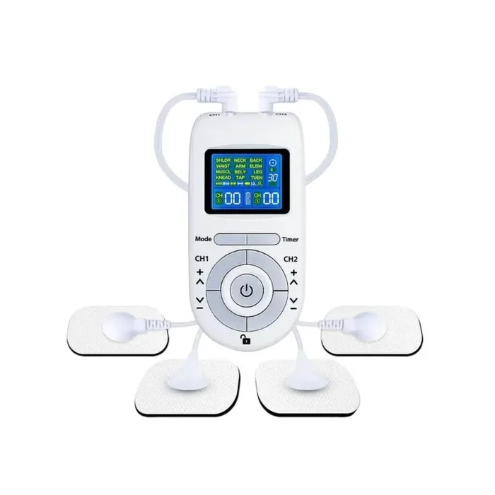 12-Modes Digital Dual Channel Electric EMS Muscle Massage Stimulator Therapy, Body Massager in White