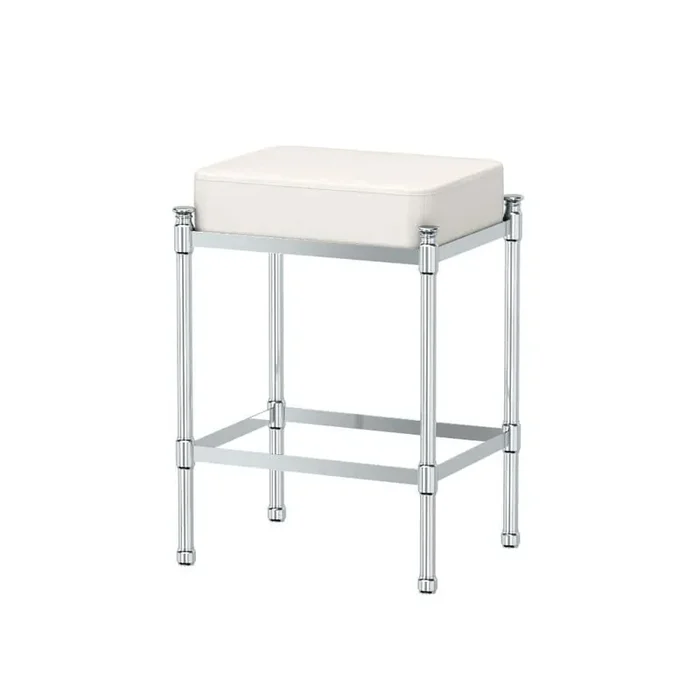 14.25 in. W x 19.5 in. H Bath Vanity Stool in Chrome