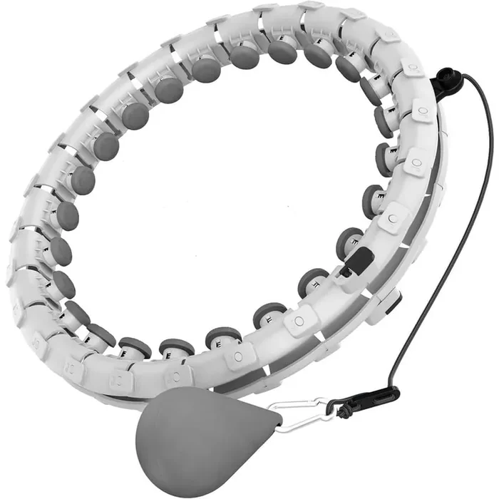 14.8 in. x 8.98 in. Smart 2in1 Weighted Fit Hoop Plus Size for Adults Weight Loss with 30 Knots Hoola Hoop in White