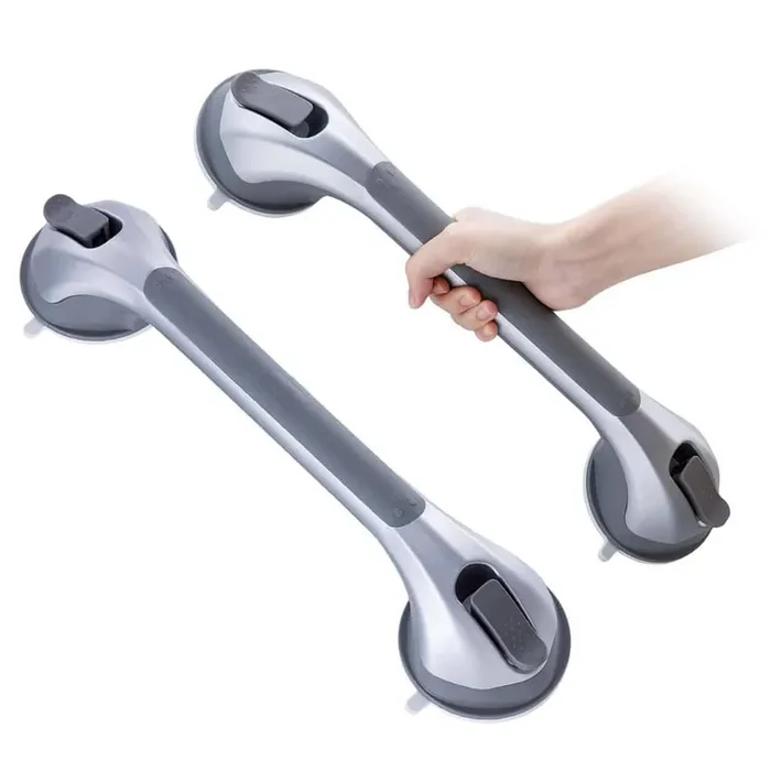 16.8 in. Silver Suction Grab Bars for Bathtubs, Removable Shower Handle, No Drilling Waterproof Bathroom Safety Grip