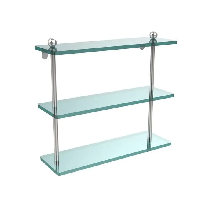 16 in. L x 15 in. H x 5 in. W 3-Tier Clear Glass Bathroom Shelf in Polished Chrome