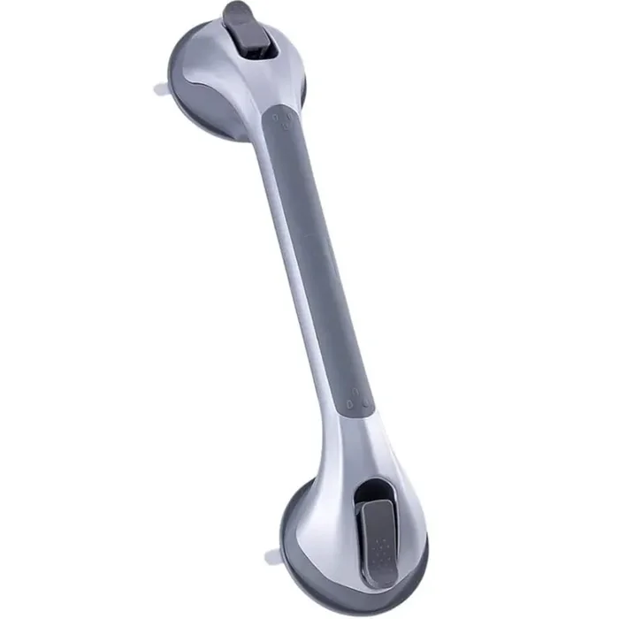 16 in. Strong Suction Shower Grab Bar Bathroom Safety Grip for Seniors Elderly Handicap No Drilling in Silver