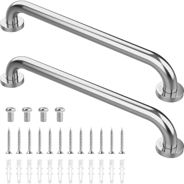 16 in x 1.1 in Diameter Concealed Screw Stainless Steel Handicap Grab Bars for Bathtubs & Showers 2 Pack