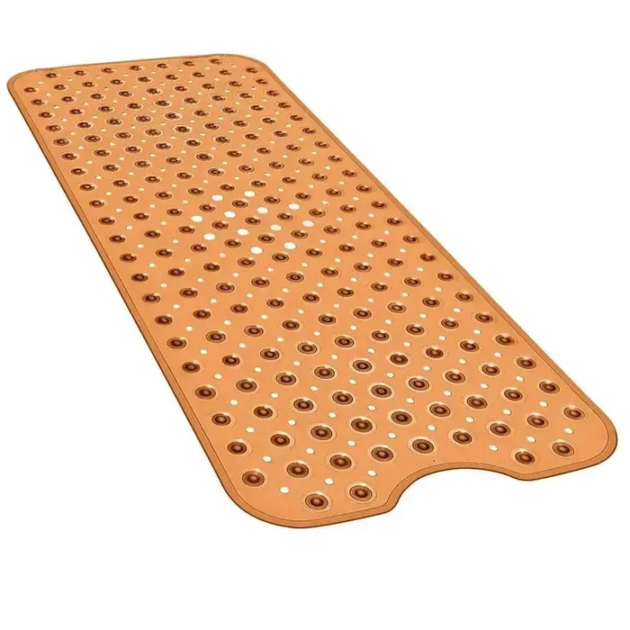 16 in. x 40 in. Non-Slip Bathtub Mat with Suction Cups and Drain Holes in Brown