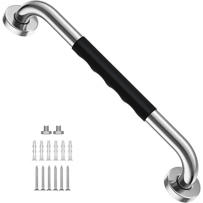 16 Inch x 1 Inch Concealed Screw Shower Grab Bar Anti Slip Rubber Grip Stainless Steel Safety Handrail