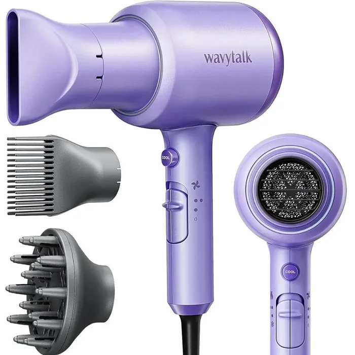 1875-Watt Professional Salon Hair Dryer with Diffuser Concentrator Nozzle in Purple Lavender