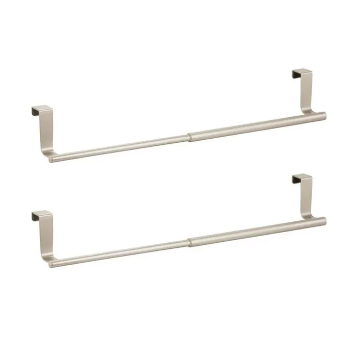 2-Pack Towel Holders Adjustable to 17 in., Wide Over Kitchen Cabinet Towel Bar Rack – Hang on Inside or Outside of Doors