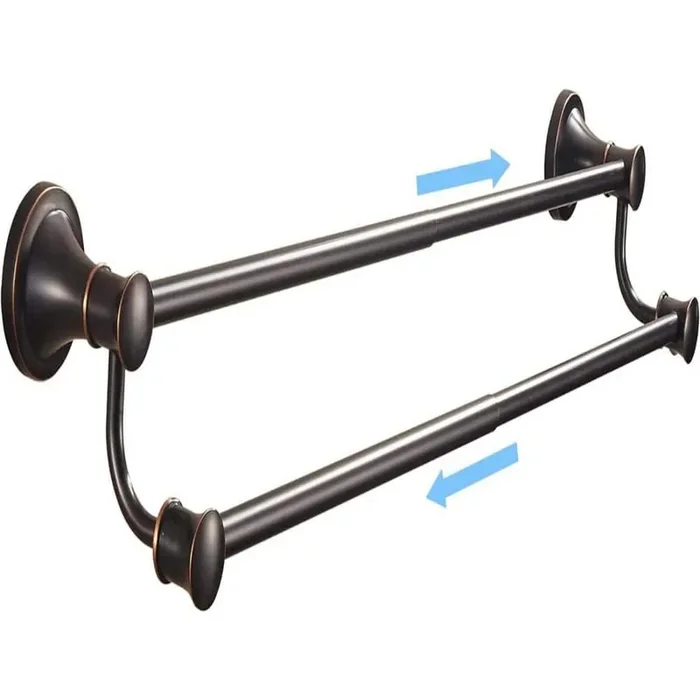 28 in. Wall Mounted Stainless Steel Adjustable Double Towel Bar in Oil Rubbed Bronze