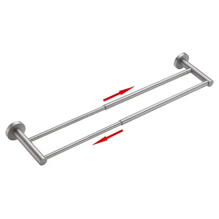 28 in. Wall Mounted Stainless Steel Adjustable Double Towel Bar in Polished Chrome