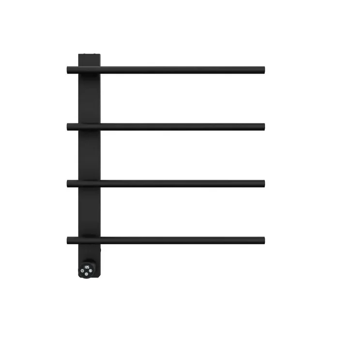 4-Bar Wall Mount Electric Bathroom Towel Warmer with Timer Plug-In & Hardwire Stainless Steel Drying Rack Towel in Black