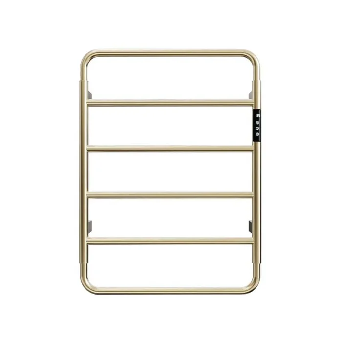 4-Bar Wall Mounted Plug-in and Hardwired Electric Bathroom Towel Warmer Drying Rack Towel Heater in Brushed Gold