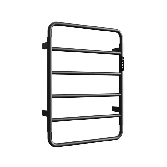 4-Bar Wall Mounted Plug-in and Hardwired Electric Bathroom Towel Warmer Heater with Built-in Timer in Matte Black