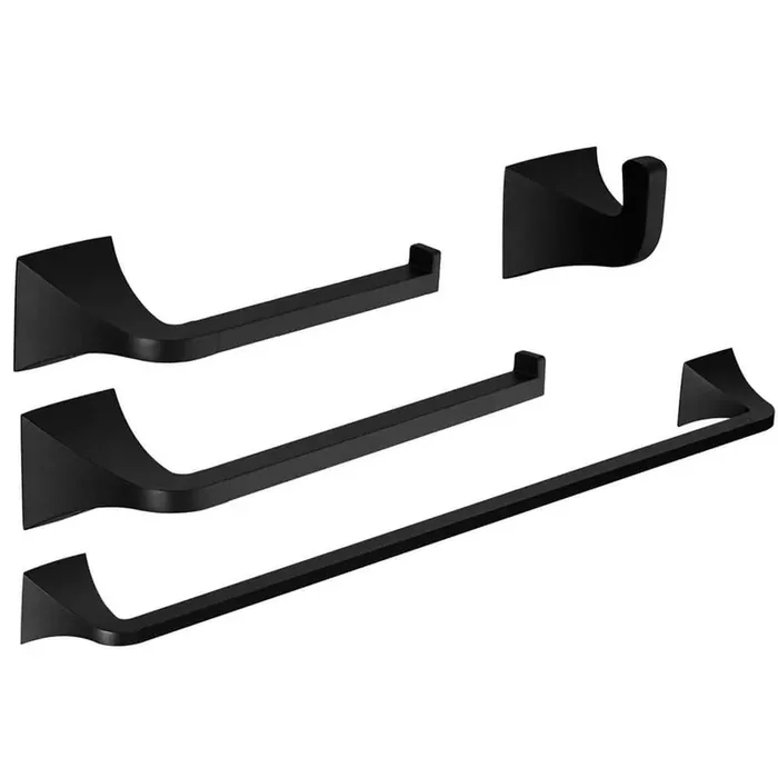 4-Piece Bathroom Hardware Set with Towel Bar Set Stainless Steel Wall Mount 4PCS Bathroom Accessories in Set Matte Black