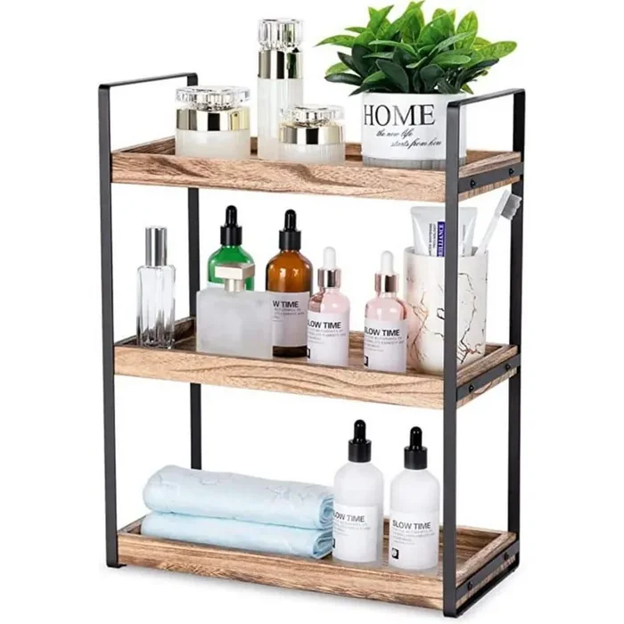 6.5 in. W x17. 3 in. H x 13.2 in. D Bathroom Shelves, Stainless Steel square Bathroom Shelf, Pack of 1, in. Brown