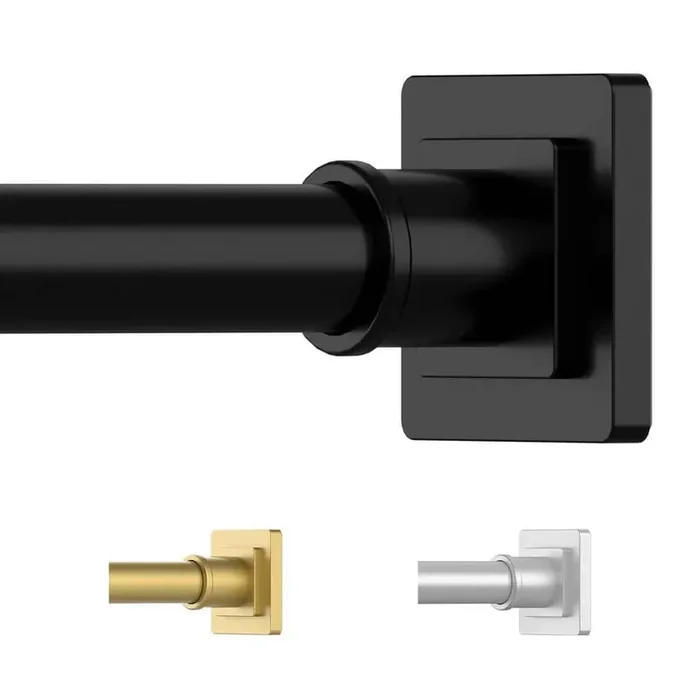 79 in. Stainless Steel Anti-Rust Tension Mounted Shower Curtain Rod in Black