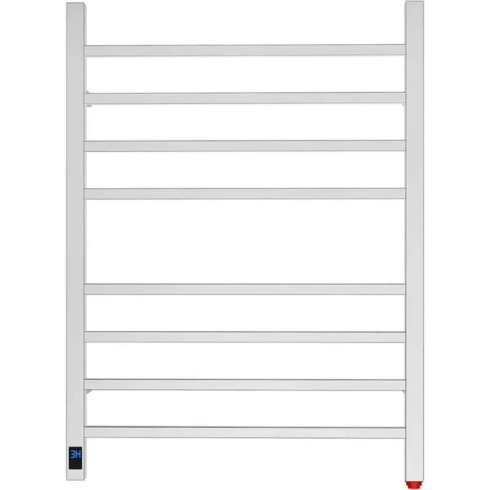 8-Bar Square Bar Plug-In/Hardwired Towel Warmer Smart Touch Screen Digital Display Waterproof in Plished