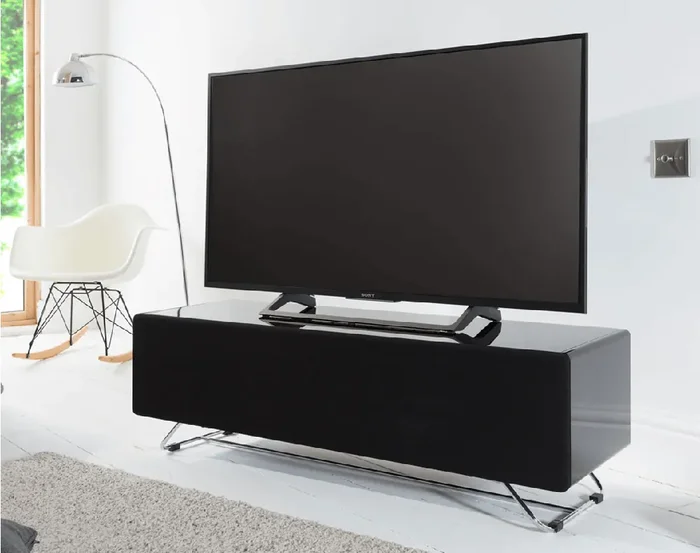 Alphason Chromium Concept 1200mm TV Stand in Black with Speaker Mesh Front (CRO2-1200CPT-BLK)