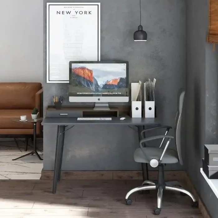 Alphason Memphis Charcoal Grey and Walnut Writing Desk (AW3615GRY)