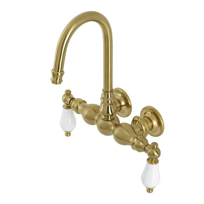Aqua Vintage AE5T7 Two-Handle 2-Hole Tub Wall Mount Clawfoot Tub Faucet, Brushed Brass