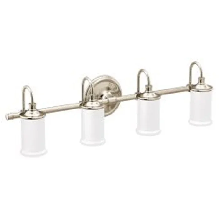 Bath Light Belfield Vanity 4 Lamp Polished Nickel Glass or Shade Frosted
