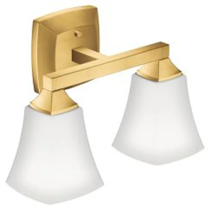 Bath Light Voss Vanity 2 Lamp Brushed Gold Glass or Shade Frosted