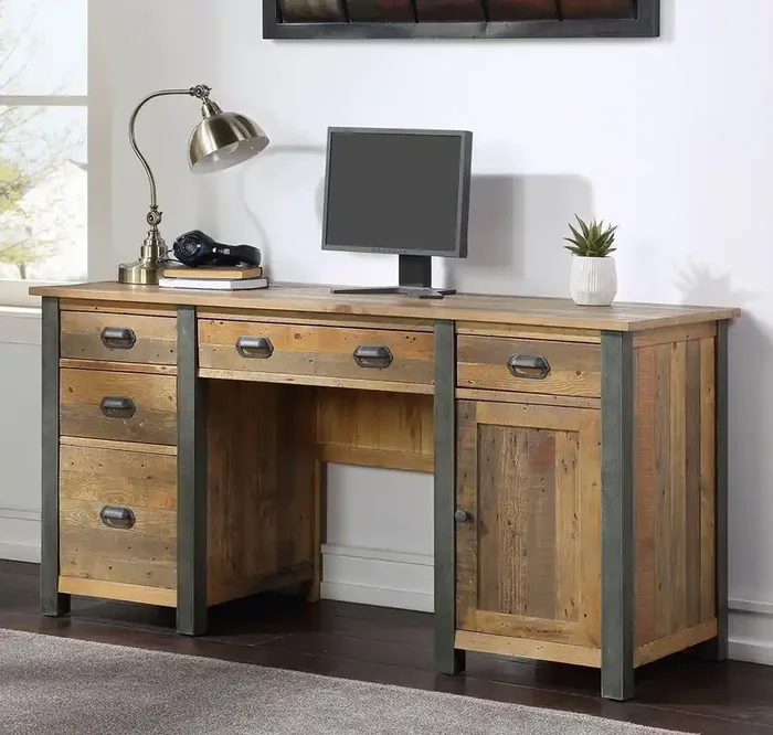 Baumhaus Urban Elegance – Reclaimed Twin Pedestal Home Office Desk