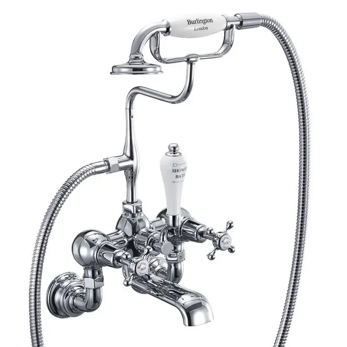 Burlington Claremont Chrome Wall Mounted Bath Shower Mixer