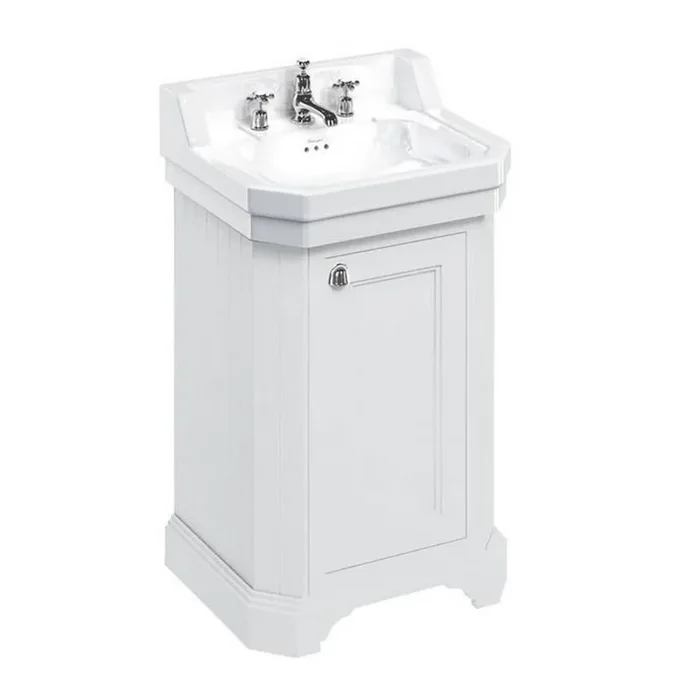 Burlington Edwardian 560mm Matt White Cloakroom Vanity Unit with Basin