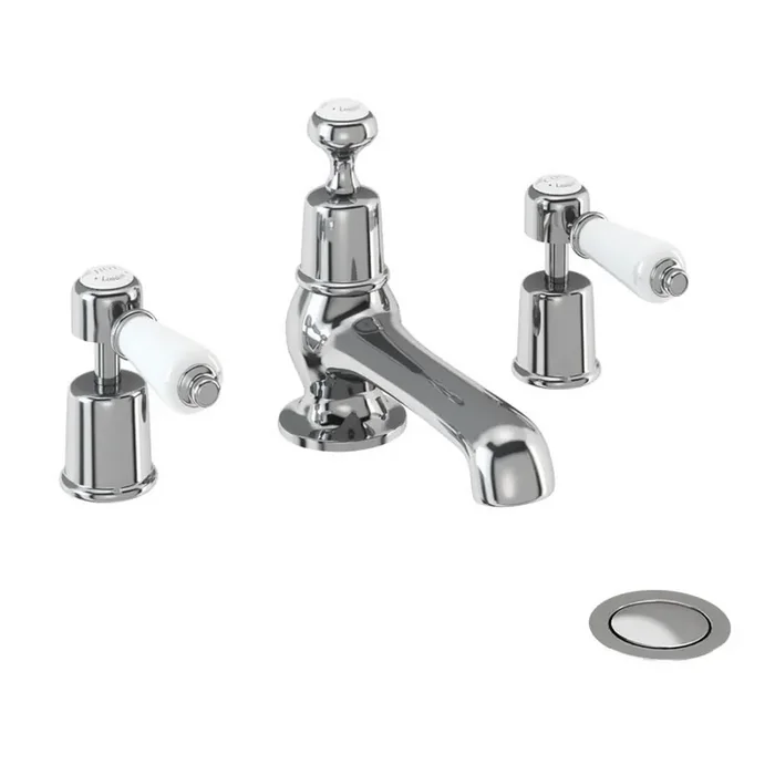 Burlington Kensington?Chrome 3 Tap Hole Basin Mixer with Pop Up Waste