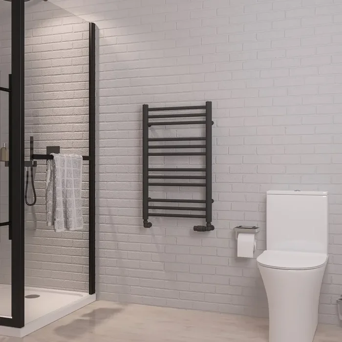 Eastbrook Corinium Round Straight Heated Towel Rail – Matt Anthracite