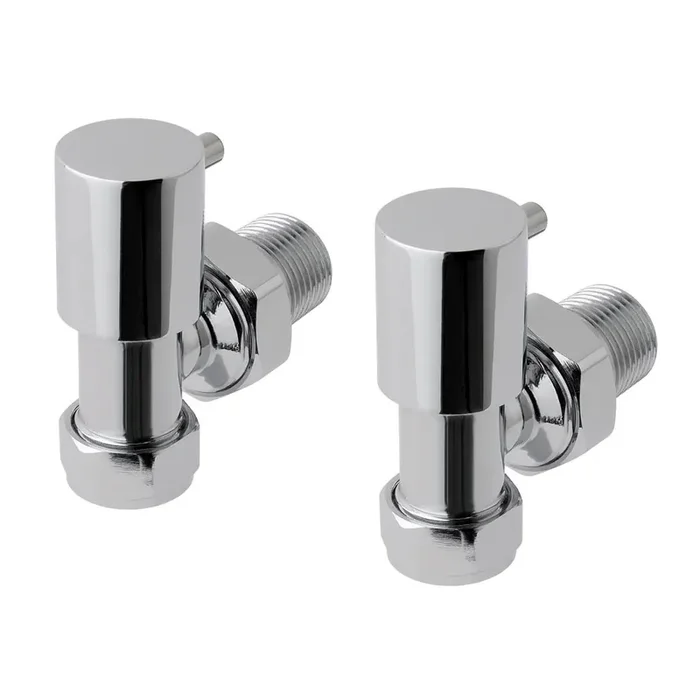 Eastbrook Minimalist Angled Manual Radiator Valves Pair – Chrome