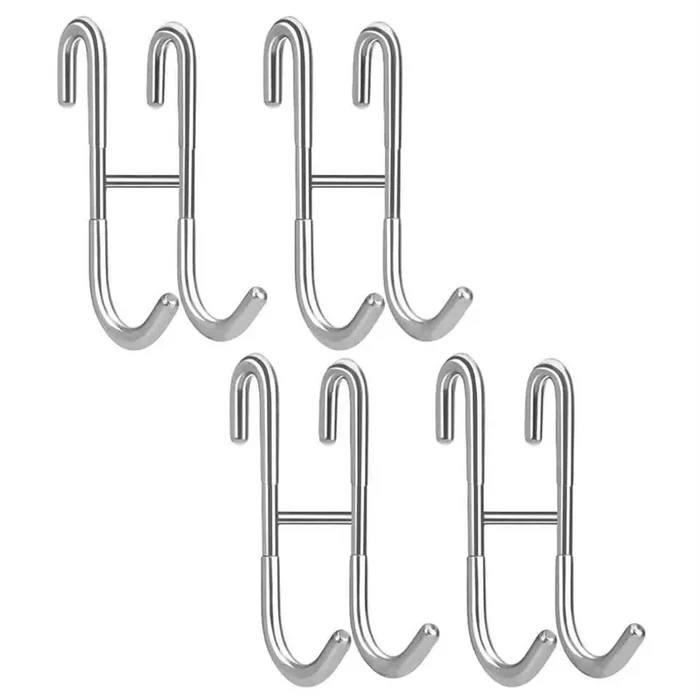 Frameless Bathroom Towel Hook Robe Hook Shower Glass Door Hook in J-HookSilver (4-Pack)