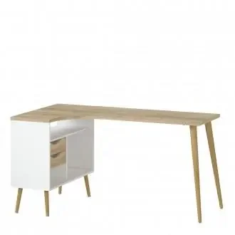 Furniture To Go Oslo Desk with Return in White and Oak (7047545049AK)