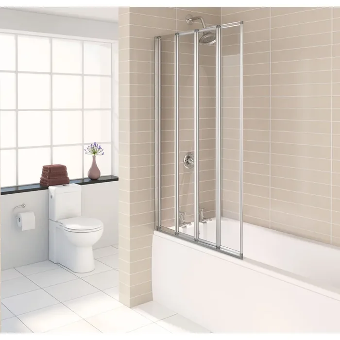 Kartell Aqualux 4 Fold Bath Screen – 3mm Glass – 1400mm x 844mm
