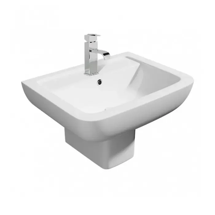 Kartell Options Basin With Semi Pedestal – 550mm Wide – 1 TH – Gloss White