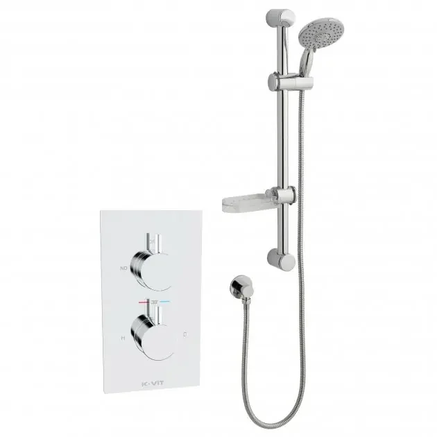 Kartell Plan 1 Outlet 2 Handle Thermostatic Concealed Shower Valve With Adjustable Slide Rail Kit – Chrome