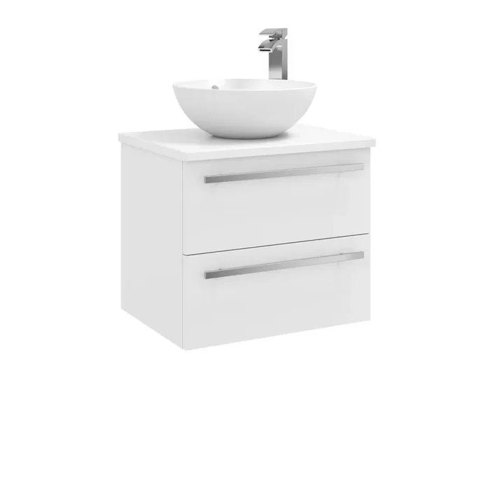 Kartell Purity 2 Drawer Wall Hung Vanity Unit With Sit On Basin And Worktop – 600mm Wide – No TH